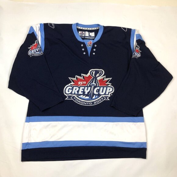 Reebok 2007 95th CFL Grey Cup Toronto Hockey Navy Blue Jersey Mens Size Large - Picture 16 of 16